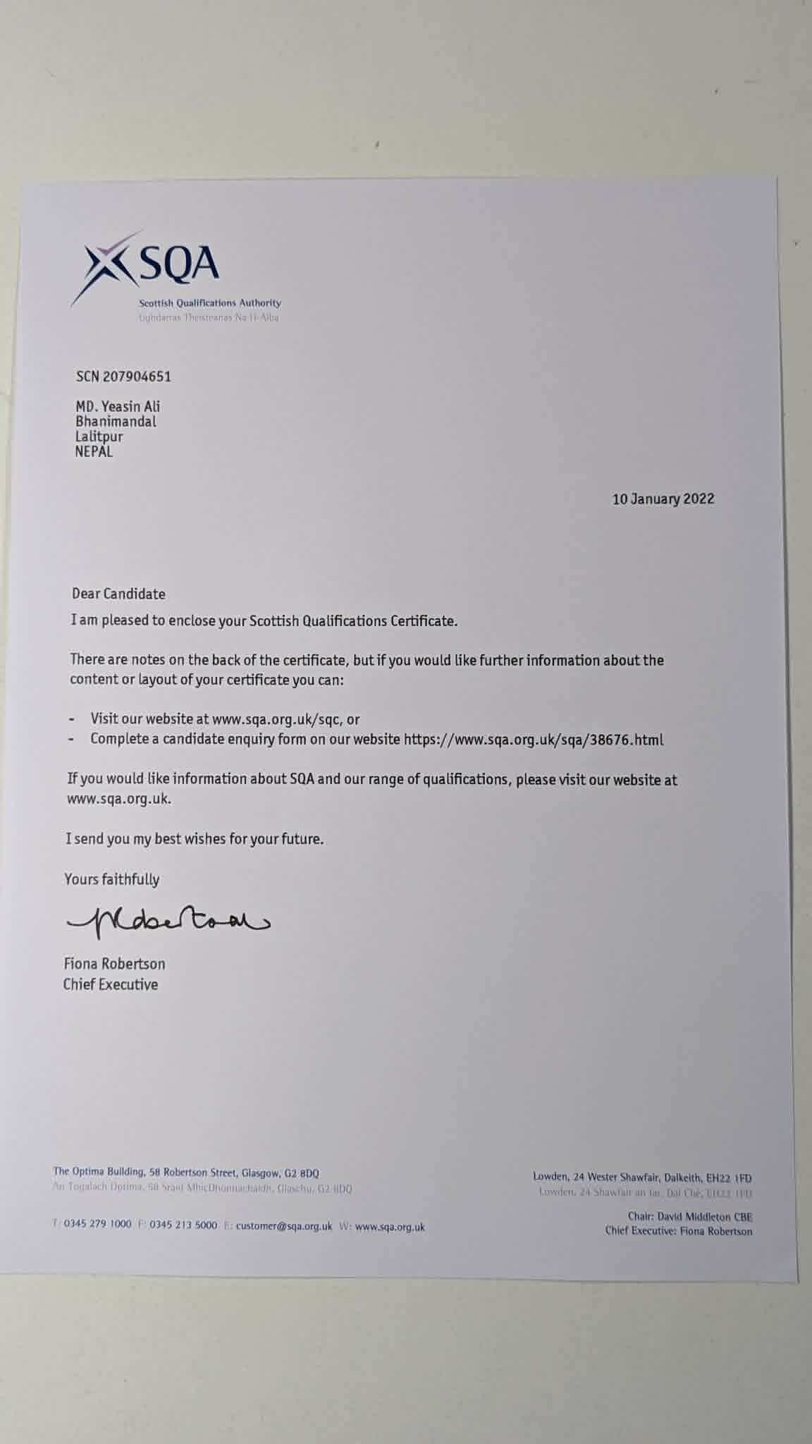 Certificate